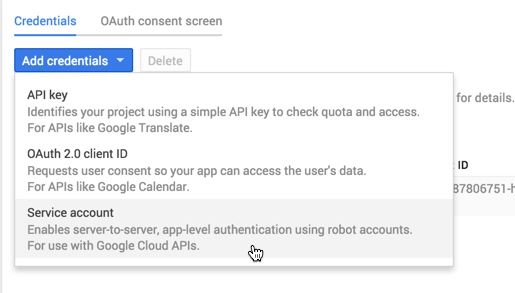 Add credentials for the Analytics API